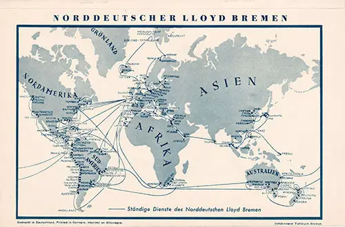 Track Chart on the Back Cover, North German Lloyd SS Europa Tourist Third Cabin and Third Class Passenger List - 19 July 1938.