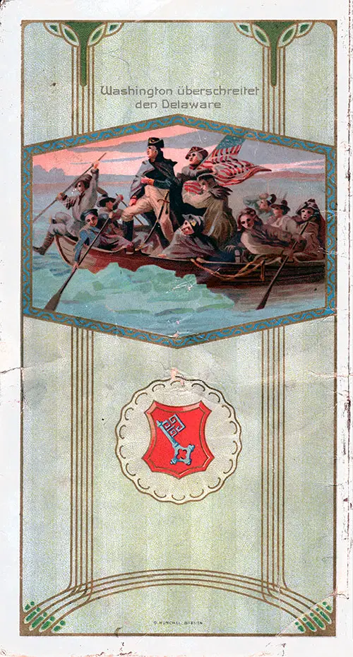 Back Cover, Norddeutscher Lloyd SS George Washington Passenger List, 20 May 1911.