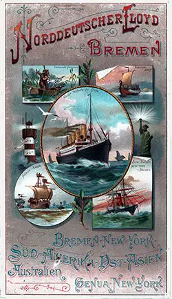 Front Cover, North German Lloyd SS Kaiser Wilhelm der Grosse Cabin Class Passenger List - 13 August 1901.