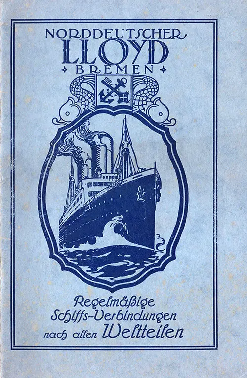Front Cover of a Tourist Third Cabin Passenger List from the SS Lützow of the North German Lloyd, Departing 29 September 1928 from Bremen to New York
