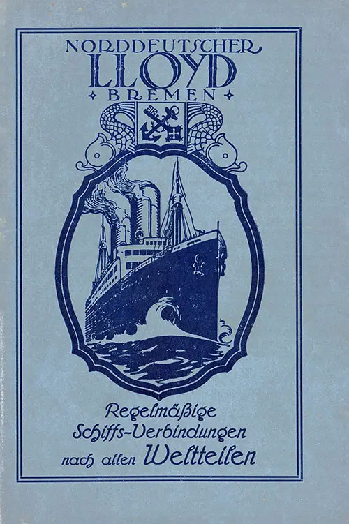 Front Cover of a Tourist and Third Class Passenger List from the SS Stuttgart of the North German Lloyd, Departing 3 December 1927 from Bremen to New York via Queenstown (Cobh) and Halifax