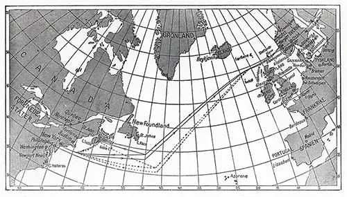 Route Map, Norwegian-America Line SS Stavangerfjord First, Cabin, and Tourist Class Passenger List - 10 February 1953.