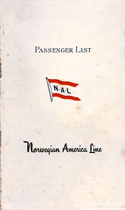 Front Cover, SS Stavangerfjord Passenger List - 14 July 1953