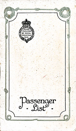 1925-01-22 Passenger Manifest for the RMS Oroya