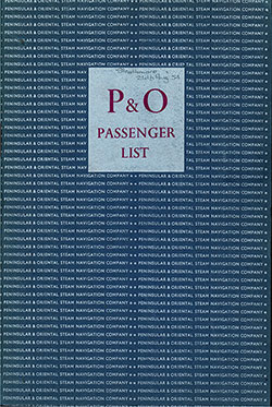 Front Cover, P & O RMS Strathmore First Class Passenger List - 24 August 1954.