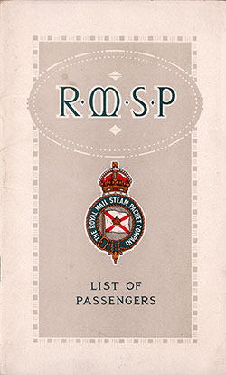 GGA Image ID # 171199b02a Front Cover of a Cruise Passenger List from the SS Araguaya of the RMSP, Departing 28 February 1925 from New York to Bermuda