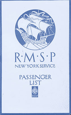 Front Cover of a Cabin Class Passenger List from the SS Orbita of the RMSP, Departing 31 March 1922 from New York to Hamburg via Cherbourg and Southampton
