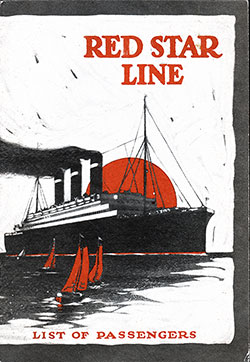 Front Cover, SS Belgenland Passenger List - 26 June 1926