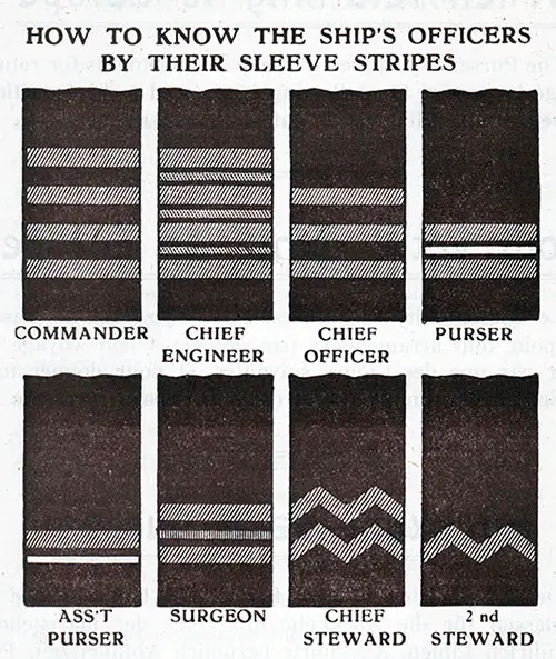 How to Know the Ship's Officers by Their Sleeve Stripes. Red Star Line 1928