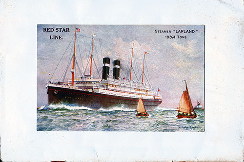 Back Cover, Red Star Line SS Lapland Painting - Cabin Class Passenger List - 2 November 1929.