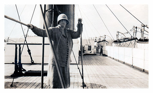 Miss Mulholland on the Deck of the SS Lapland