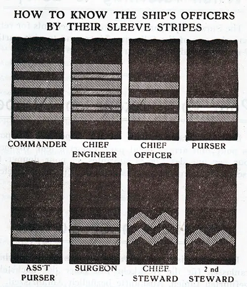 How to Know the Ship's Officers by Their Sleeve Stripes. Red Star Line 1928.