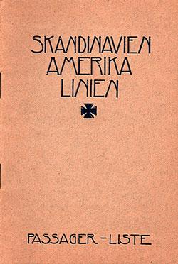 Front Cover - Passenger List, Scandinavian American Line, SS Frederik VIII, 5 August 1920