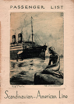 Front Cover, SS Frederik VIII Passenger List - 29 May 1931