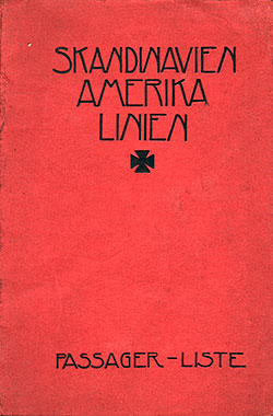 Front Cover, Scandinavian-American Line SS Hellig Olav Cabin Class Passenger List - 6 November 1921.