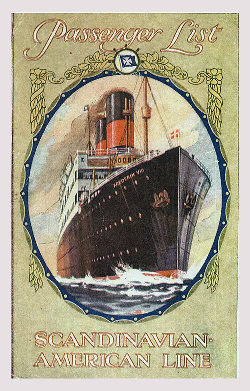 Front Cover, SS Hellig Olav Passenger List - 27 July 1929