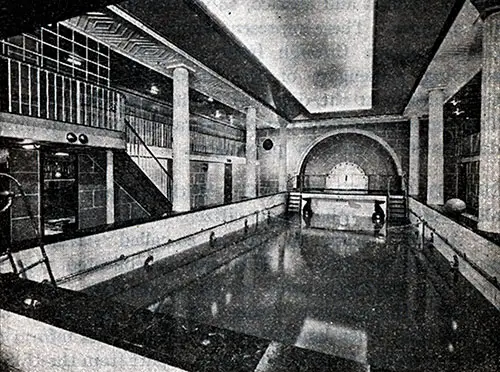 View of First Class Swimming Pool on the TSS Kungsholm.