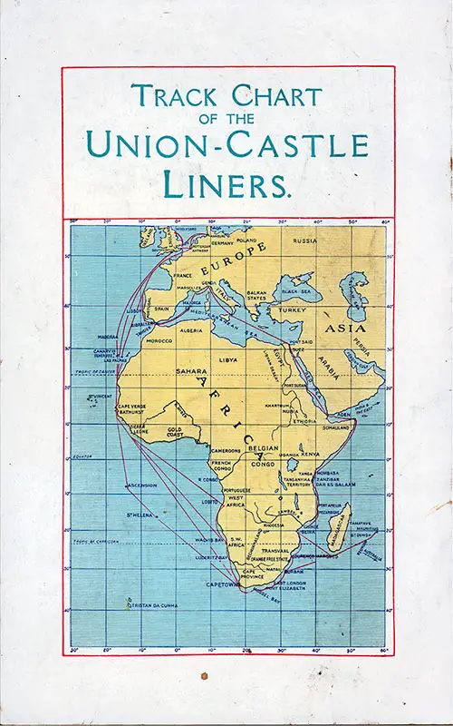 July 1939 Union-Castle Line Track Chart.