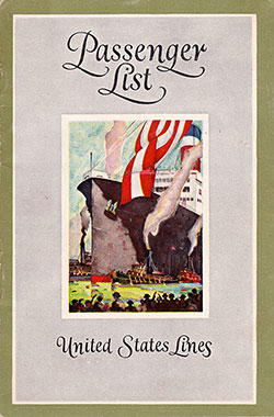 GGA Image ID # 165234030c Front Cover of a Tourist Third Cabin Passenger List from the SS George Washington of the United States Lines, Departing 6 June 1928 from Bremen to New York via Southampton and Cherbourg