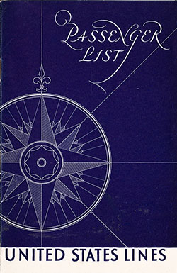 Front Cover of a Cabin Class Passenger List from the SS George Washington of the United States Lines, Departing 8 September 1931 from Hamburg to New York via Southampton and Cherbourg