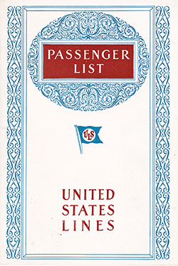 Front Cover of a First and Second Class Passenger List from the SS Leviathan of the United States Lines, Departing 5 June 1928 from Southampton to New York via Cherbourg 