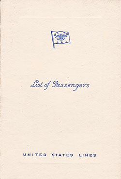 GGA Image ID # 165645a698 Front Cover of a Cabin Class Passenger List from the SS Manhattan of the United States Lines, Departing 24 October 1934 from Hamburg to New York via Southampton and Le Havre and Queenstown (Cobh)