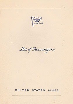 Front Cover of a Cabin Class Passenger List from the SS Manhattan of the United States Lines, Departing 20 April 1940 from New York to Hamburg via Cobh, Plymouth and Le Havre