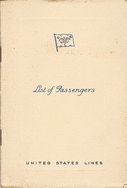 GGA Image ID # 166baa1d22 Front Cover of a Tourist Class Passenger List from the SS Manhattan of the United States Lines, Departing 29 June 1938 from Hamburg to New York via Le Havre, Southampton and Cobh