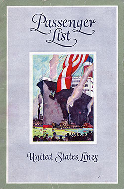 Front Cover of a Cabin Class Passenger List from the SS President Harding of the United States Lines, Departing 18 July 1928 from Bremen to New York via Southampton and Cherbourg