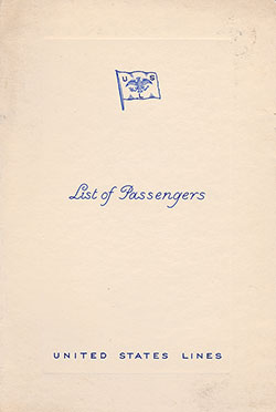 Front Cover of a Cabin Class Passenger List from the SS President Roosevelt of the United States Lines, Departing 28 May 1935 from Hamburg to New York via Le Havre, Southampton, and Cobh