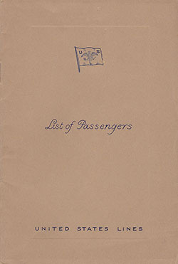 GGA Image ID # 166ed3eef5 Front Cover of a Third Class Passenger List from the SS Washington of the United States Lines, Departing 30 September 1938 from Le Havre to New York via Southampton and Cobh
