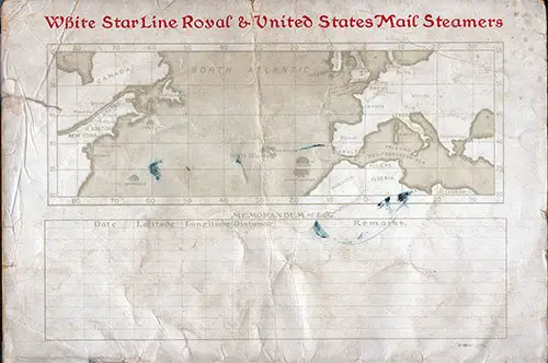 Track Chart, SS Adriatic Passenger List - 16 June 1919