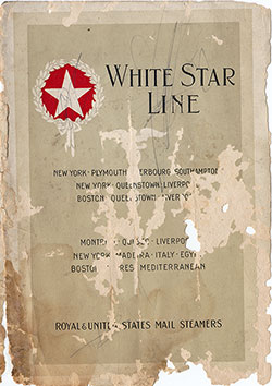 Front Cover, Passenger Manifest, SS Adriatic, White Star Line, Eastbound, April 1920