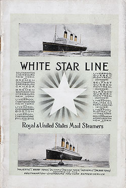 GGA Image ID # 13b9428fe1 Front Cover, Second Class Passenger List for the RMS Adriatic of the White Star Line, Departing Saturday, 18 August 1923 from Liverpool to New York.