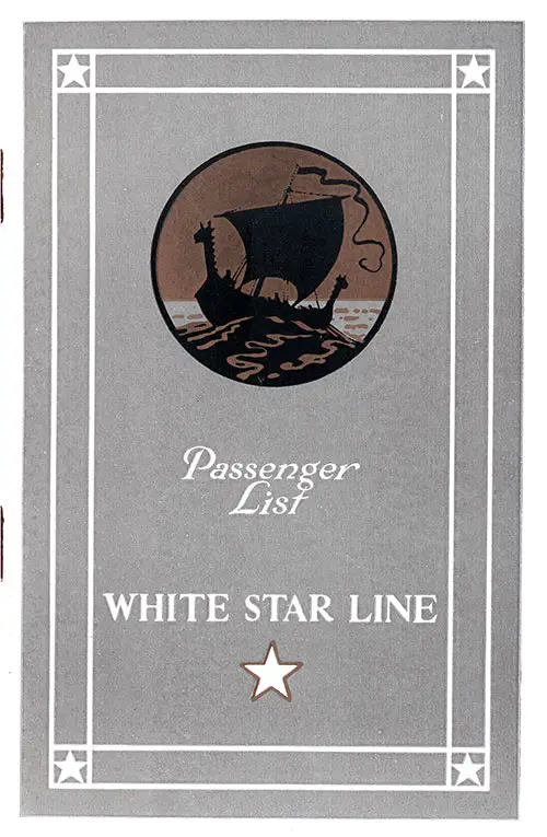 Front Cover, White Star Line RMS Adriatic Cabin Passenger List - 1 June 1929.