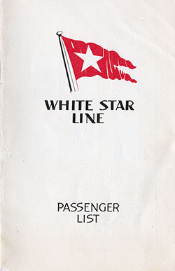 Front Cover, White Star Line SS Adriatic Cabin Class Passenger List - 22 August 1931.