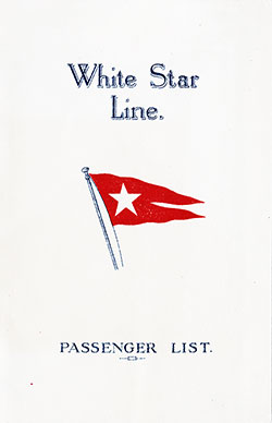 Passenger Manifest, White Star Line RMS Albertic - 1927-09-09