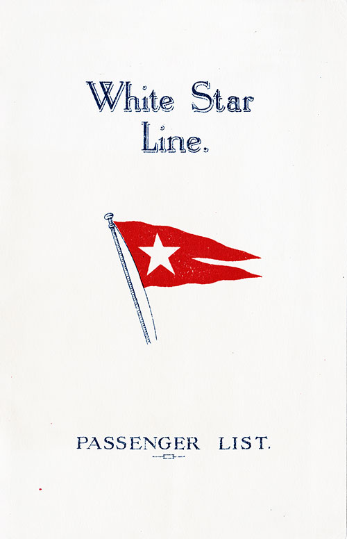 Front Cover, Tourist Third Cabin Passenger List from the SS Albertic of the White Star Line, Departing 9 September 1927 from Liverpool to Québec and Montréal.