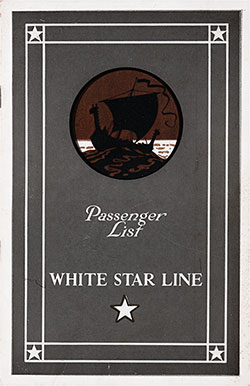 Front Cover, White Star Line RMS Albertic Cabin Class Passenger List - 17 August 1929.