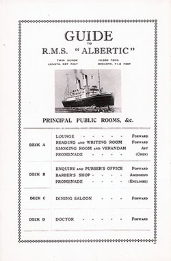 GGA Image ID # 1f39f70631 Guide to the RMS Albertic Pubic Rooms in the Cabin Class, 1929.