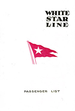 Passenger Manifest, White Star Line RMS Arabic - 1924-09-18