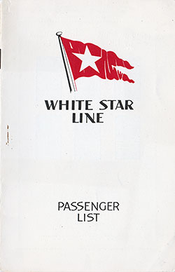Front Cover, 1931-07-31 SS Baltic Passenger List