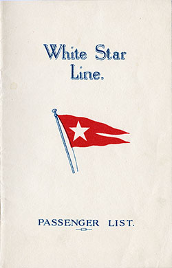Passenger Manifest, White Star Line RMS Cedric - 1927-08-13