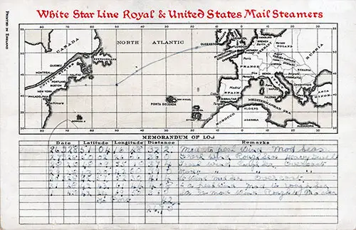 Back Cover, SS Cedric Passenger List 24 March 1928