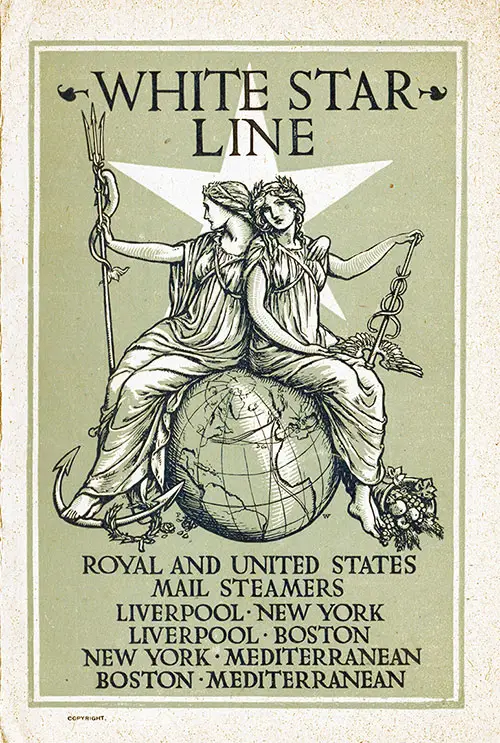 Front Cover, White Star Line RMS Cymric First Class Passenger List - 7 September 1906.