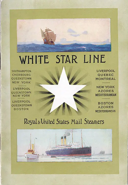 Front Cover, White Star Line RMS Cymric First Class Passenger List - 26 July 1910.