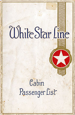 Passenger Manifest, White Star Line RMS Doric - 1927-04-16