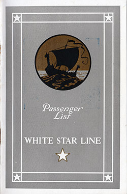 Passenger Manifest, White Star Line RMS Doric - 1930-08-22