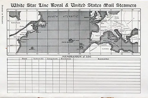 Back Cover, SS Doric Passenger List - 22 August 1930 (Cabin Passengers)