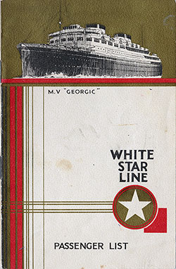 Front Cover, 1932-07-30 RMS Georgic Passenger List
